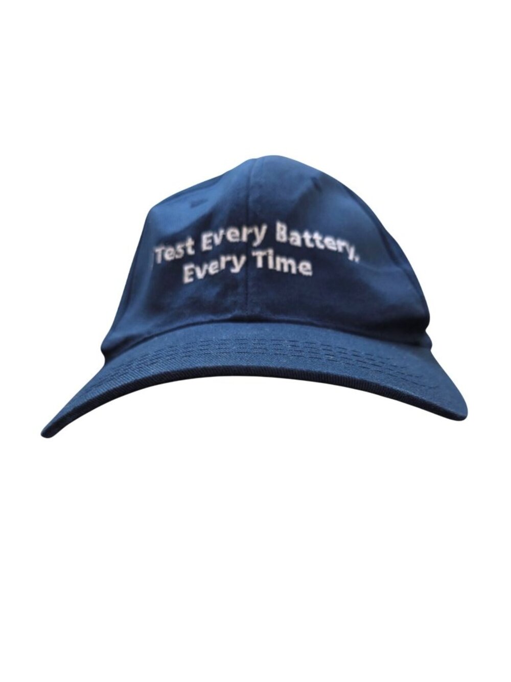 Embroidered Navy Blue Adjustable Baseball Cap Hat Test Every Battery Every Time